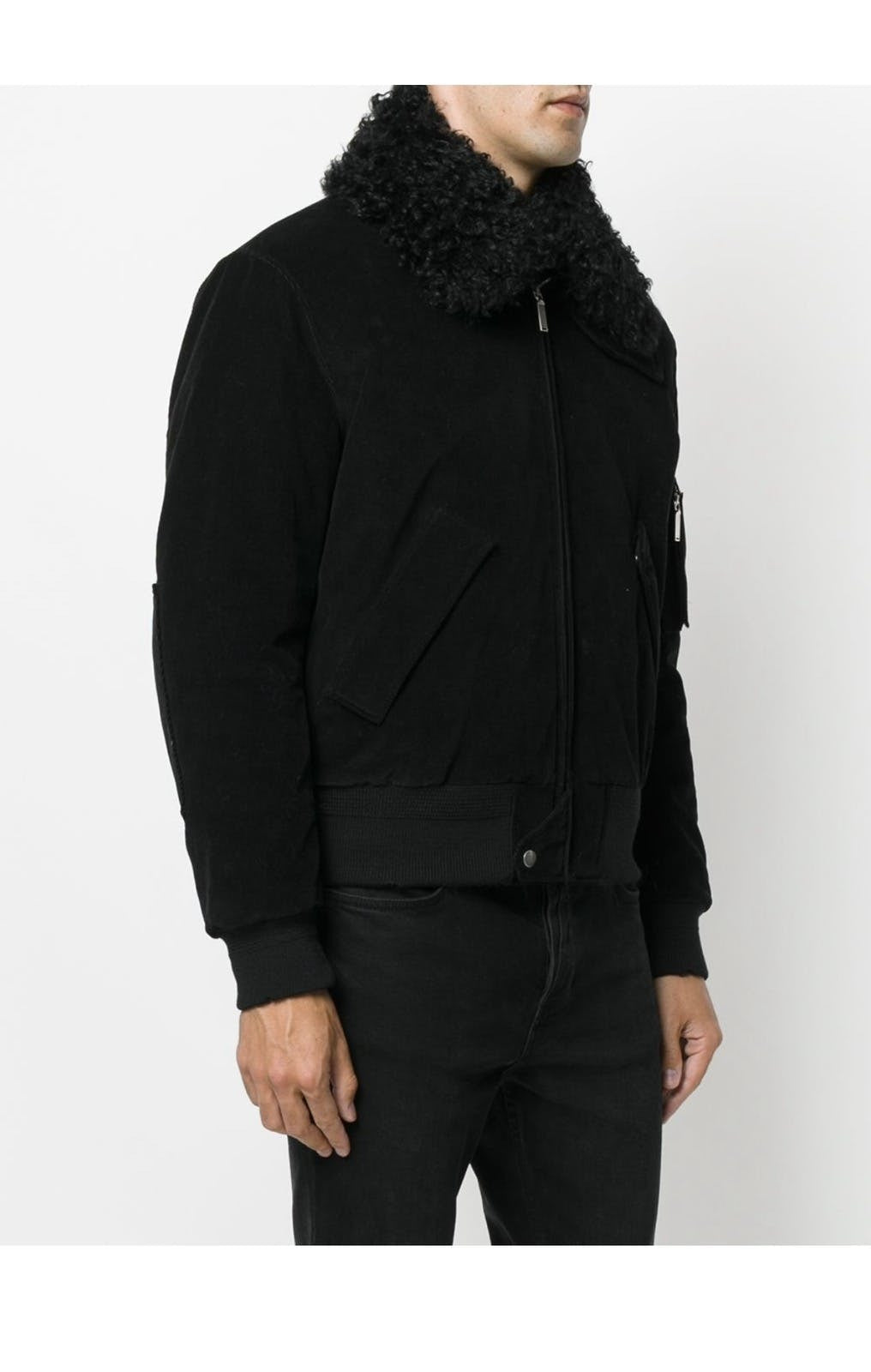 Saint Laurent Lamb Fur Trim Jacket