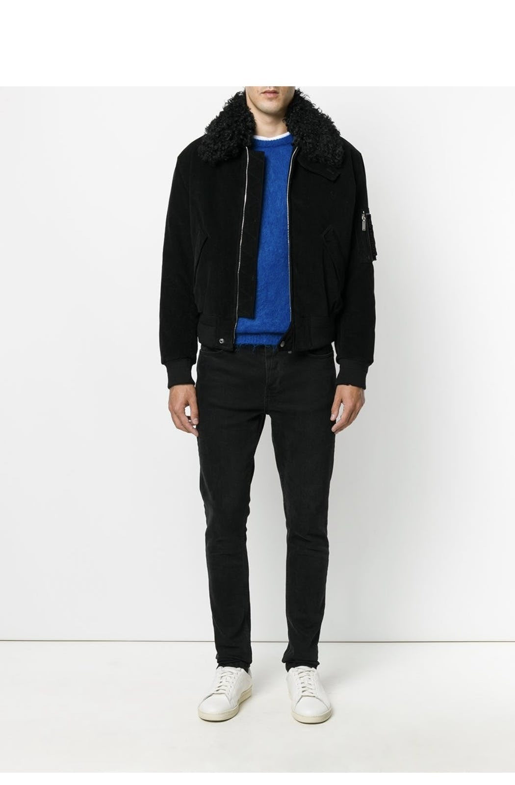 Saint Laurent Lamb Fur Trim Jacket