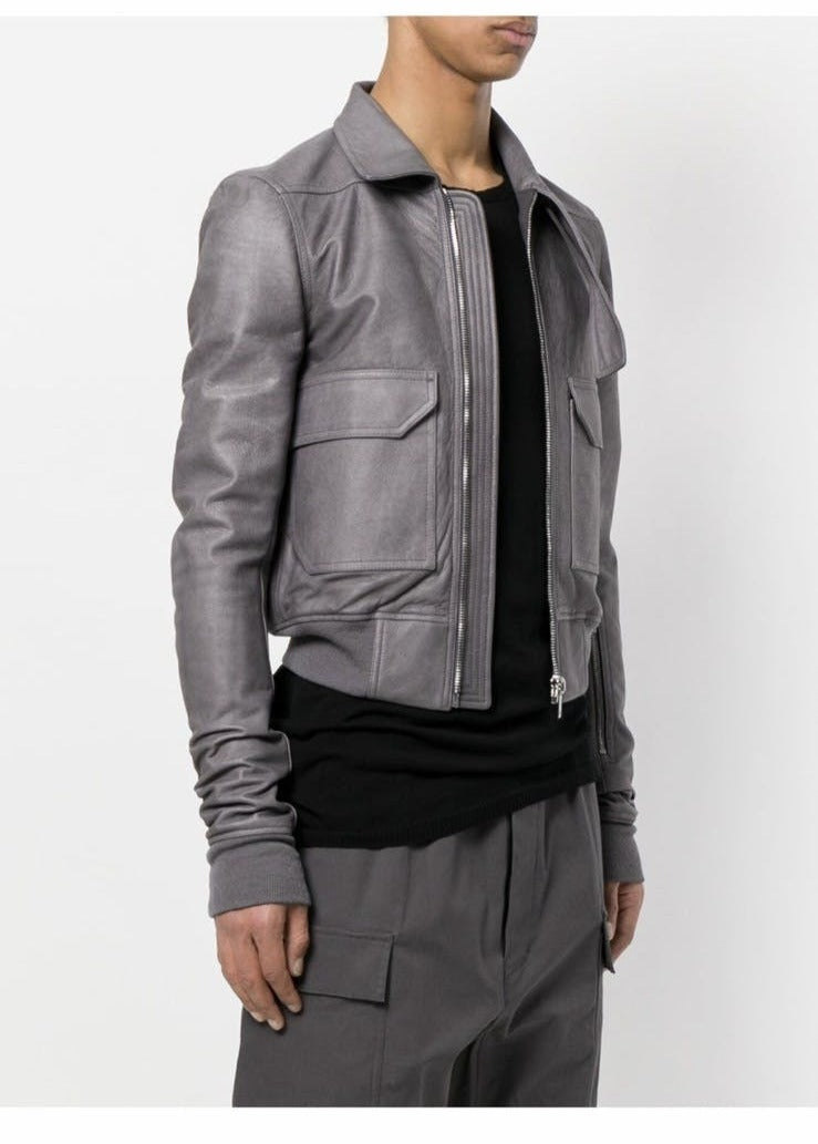 Rick Owens Oblong Collar Leather bomber jacket