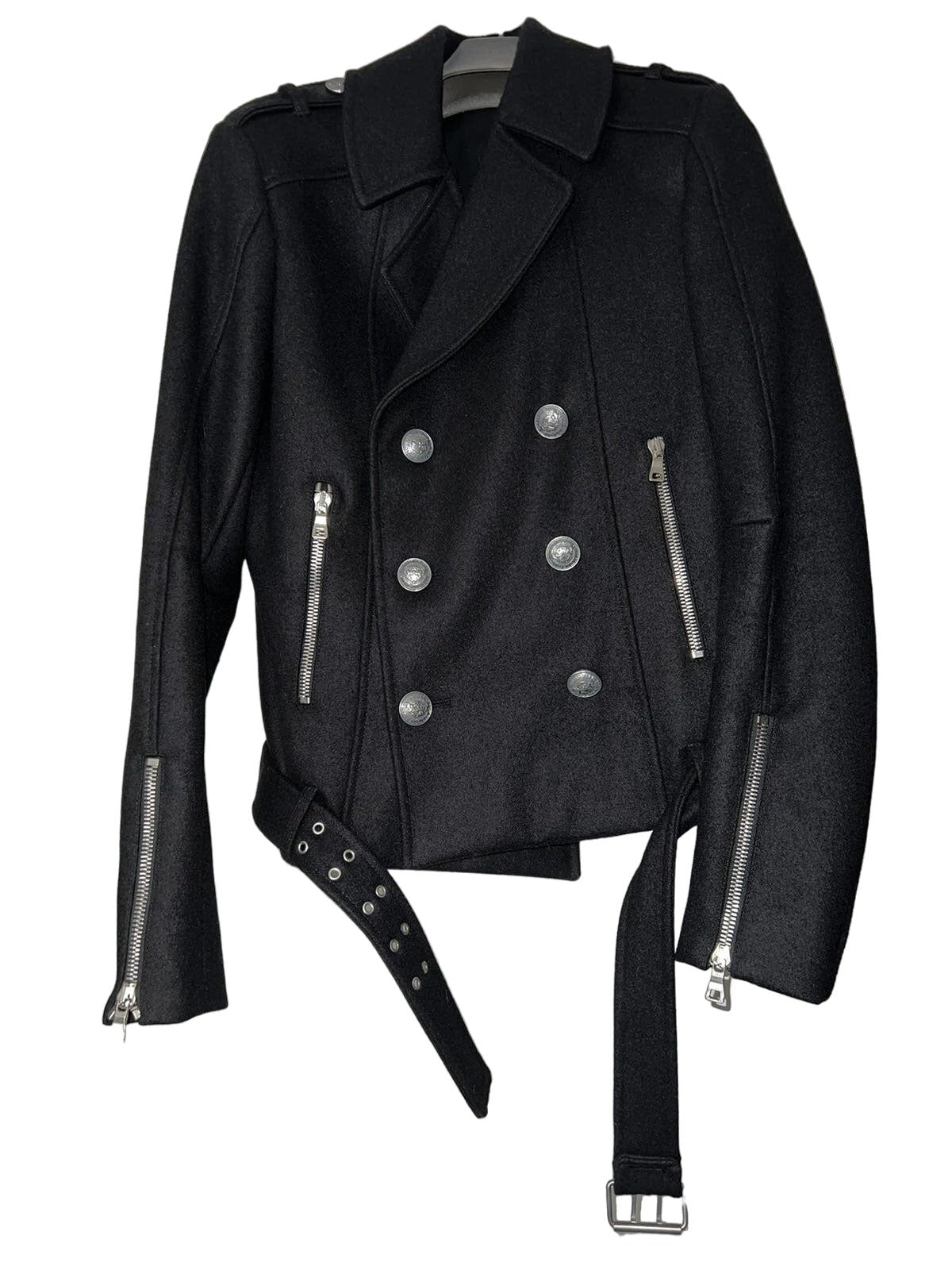 Balmain Double Breasted Biker Pea coat Blazer