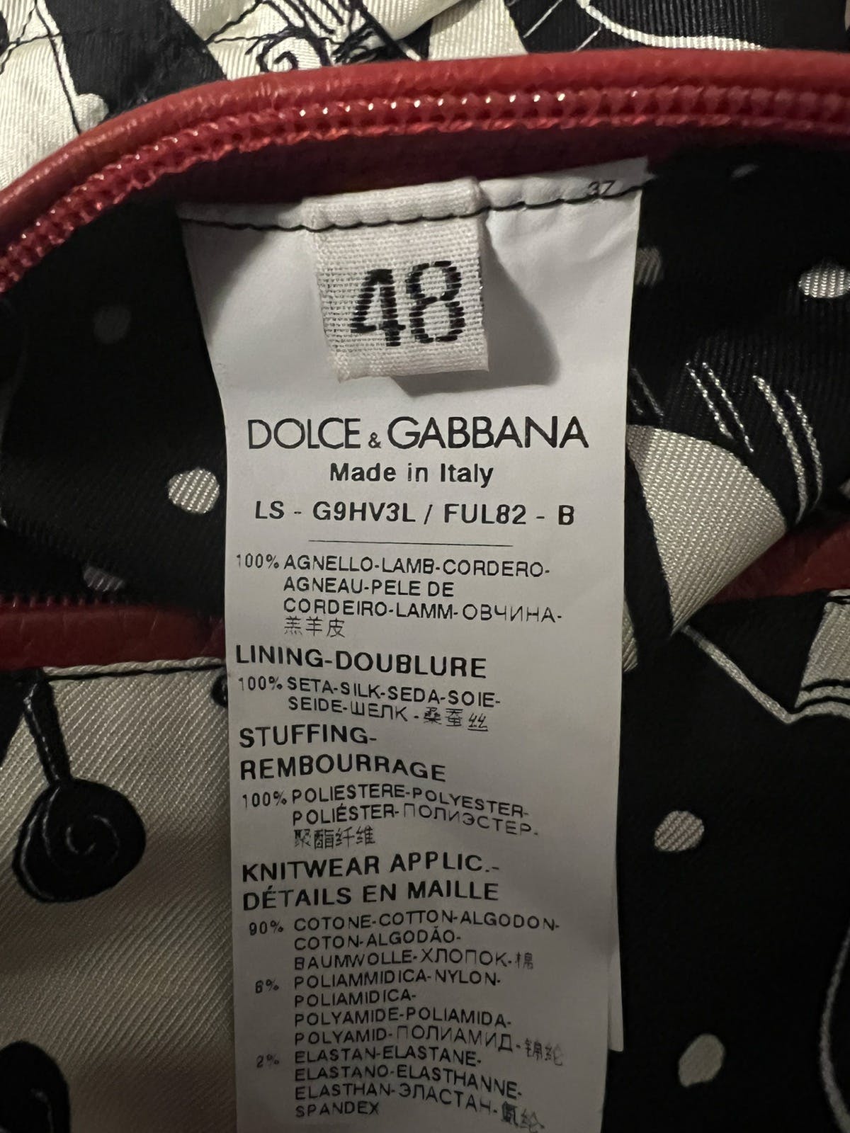 Dolce & Gabbana Red Leather Perforated Bomber Jacket