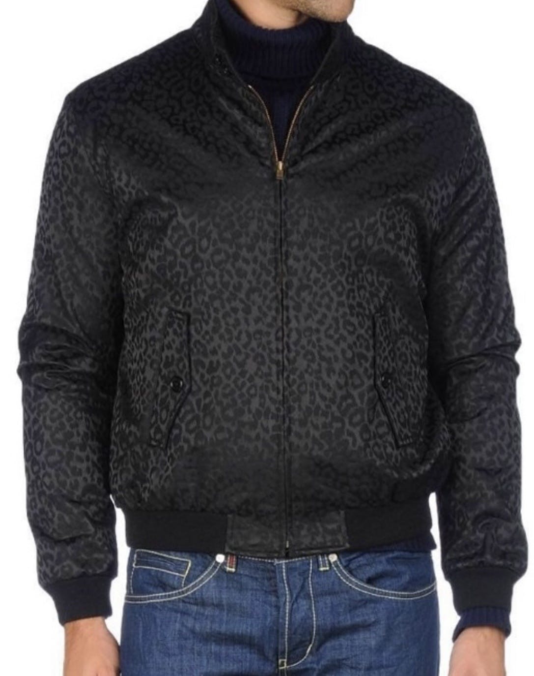 Saint Laurent Black Leopard Bomber