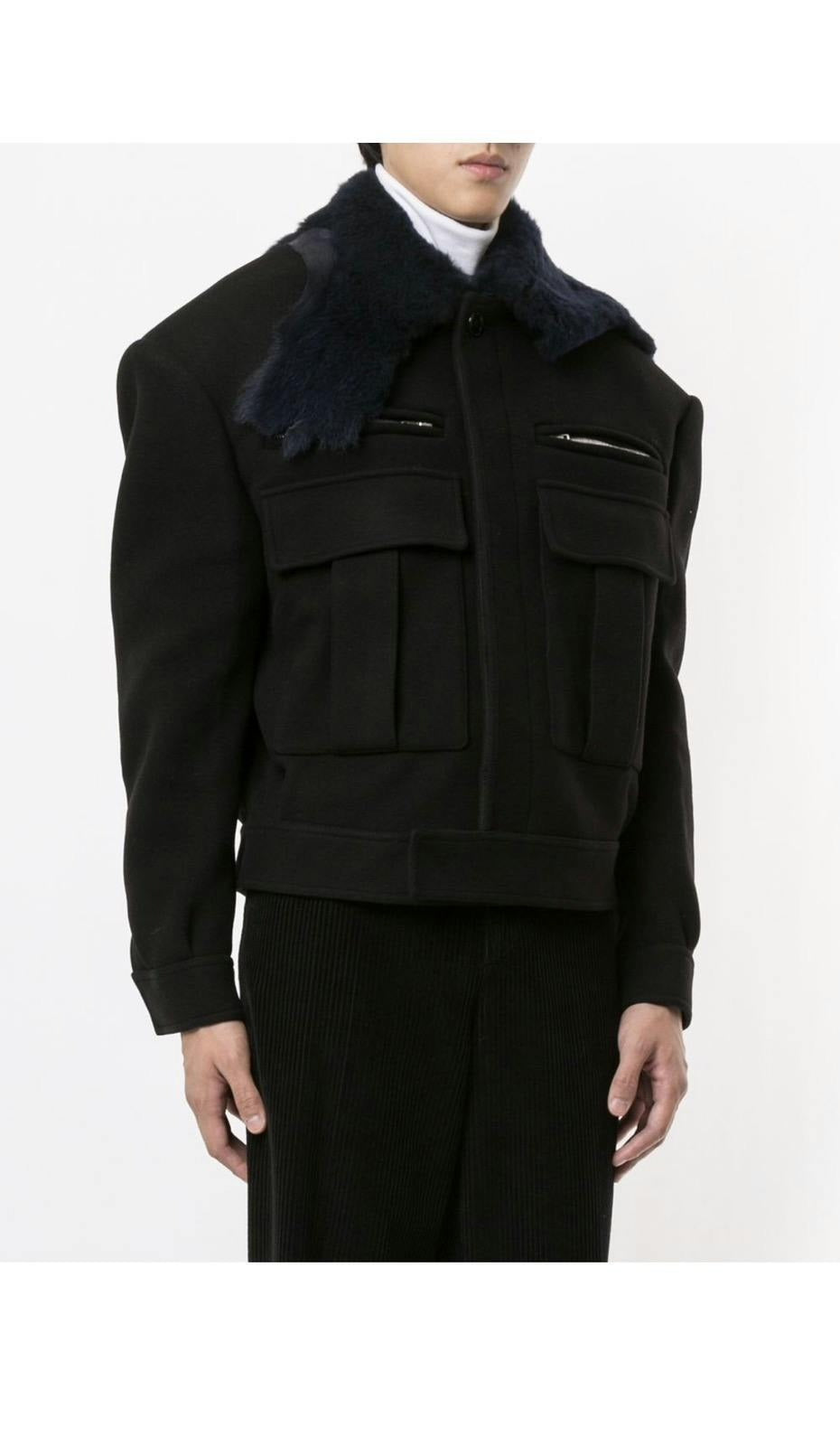 Raf Simons Lamb Fur Collar Jacket