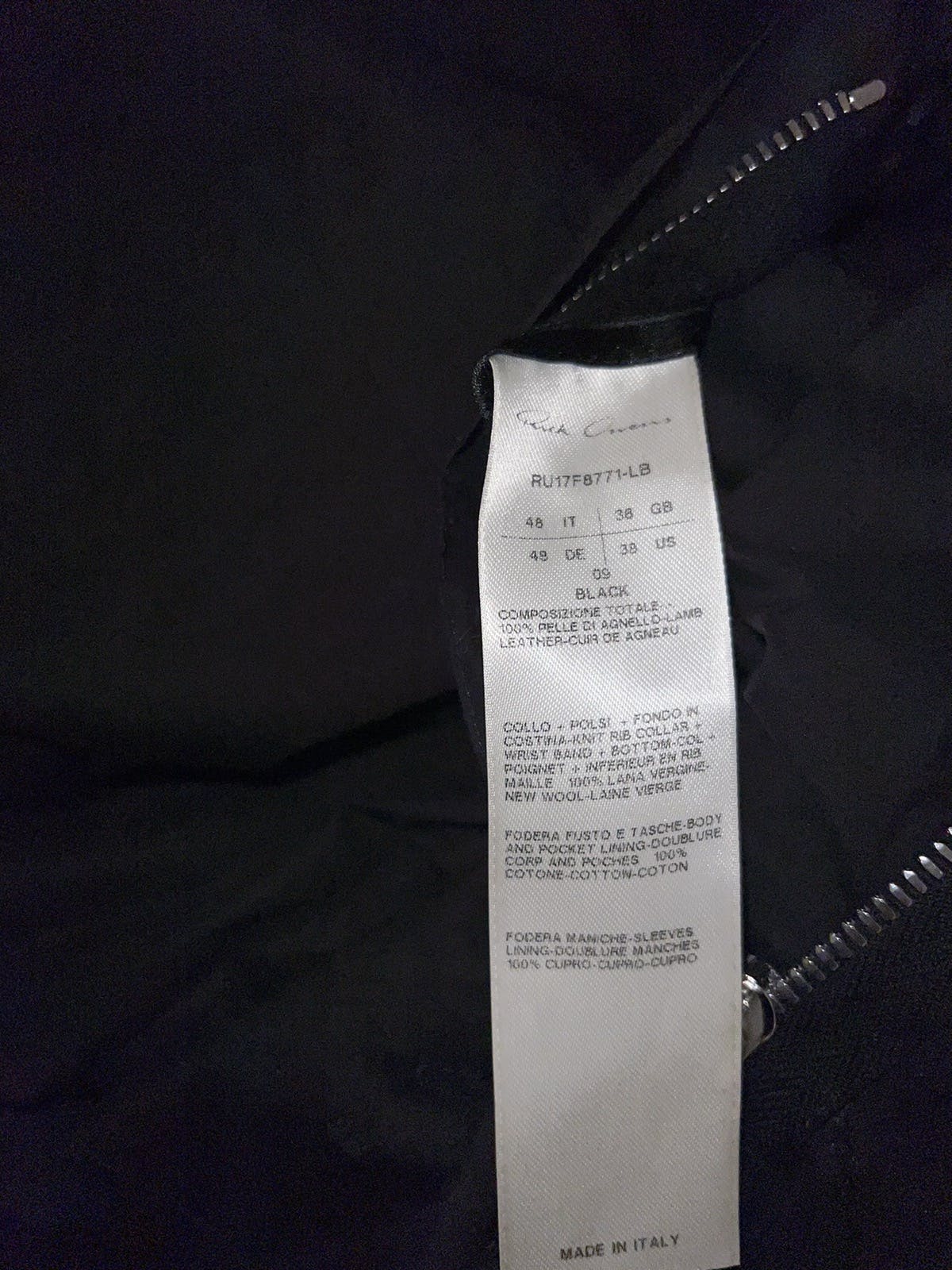 Rick Owens Lambskin Fitted Bomber Jacket