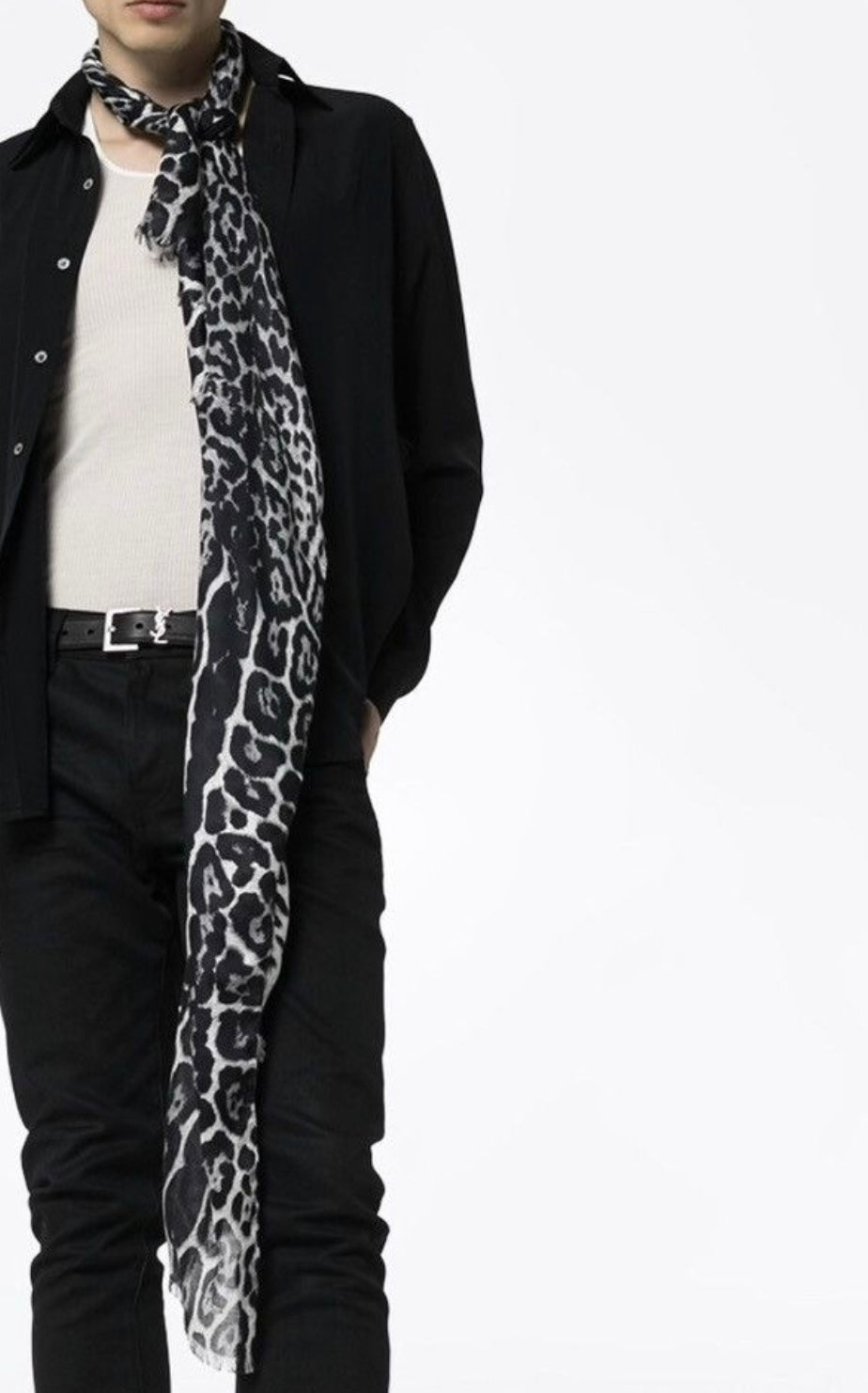 Saint Laurent Leopard Print Scarf