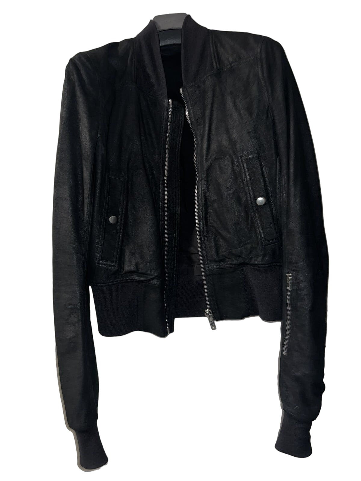 Rick Owens Lambskin Fitted Bomber Jacket