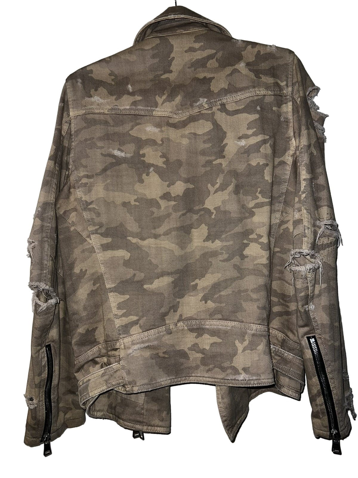Balmain Destroyed Camouflage Print Biker Jacket