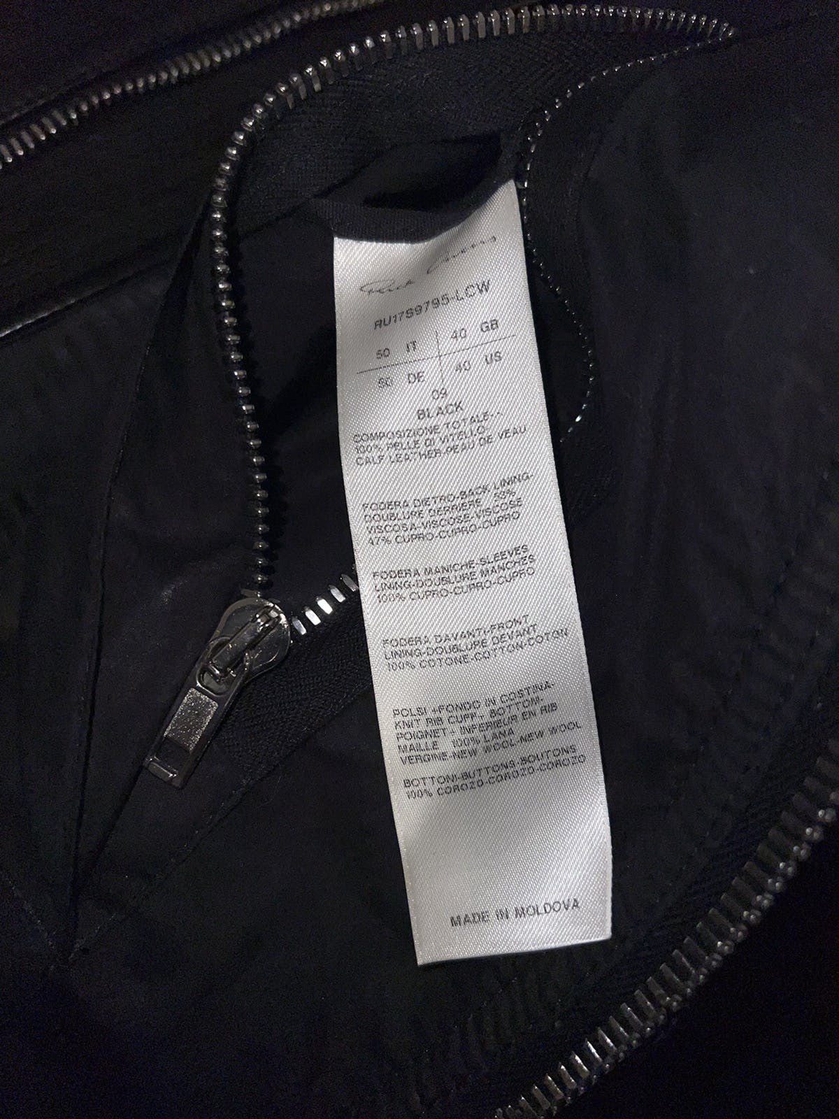 Rick Owens Calf Leather Oblong Collar Bomber Jacket