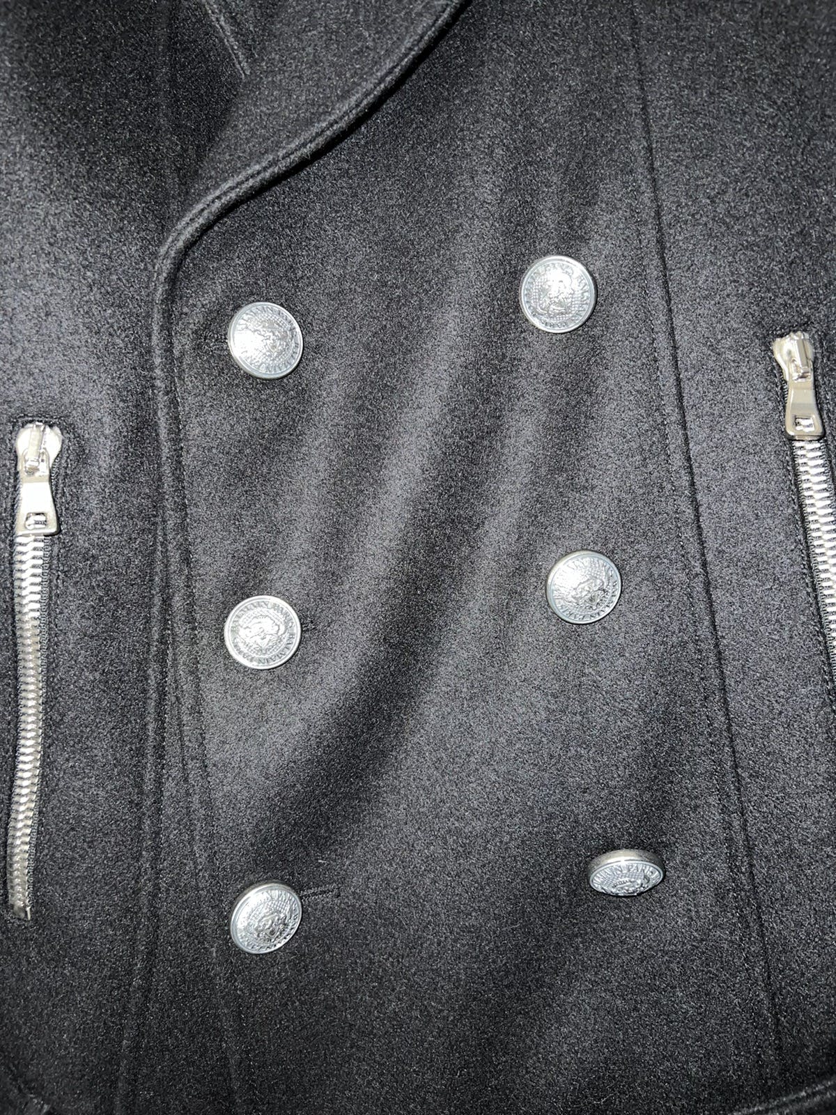 Balmain Double Breasted Biker Pea coat Blazer