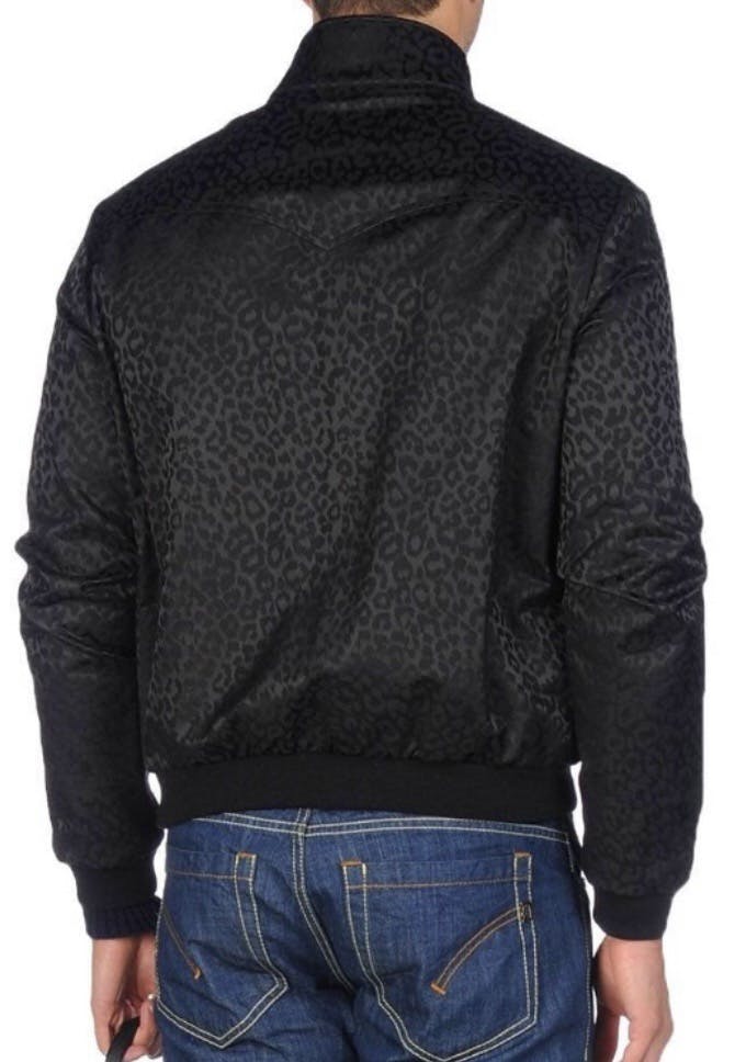 Saint Laurent Black Leopard Bomber