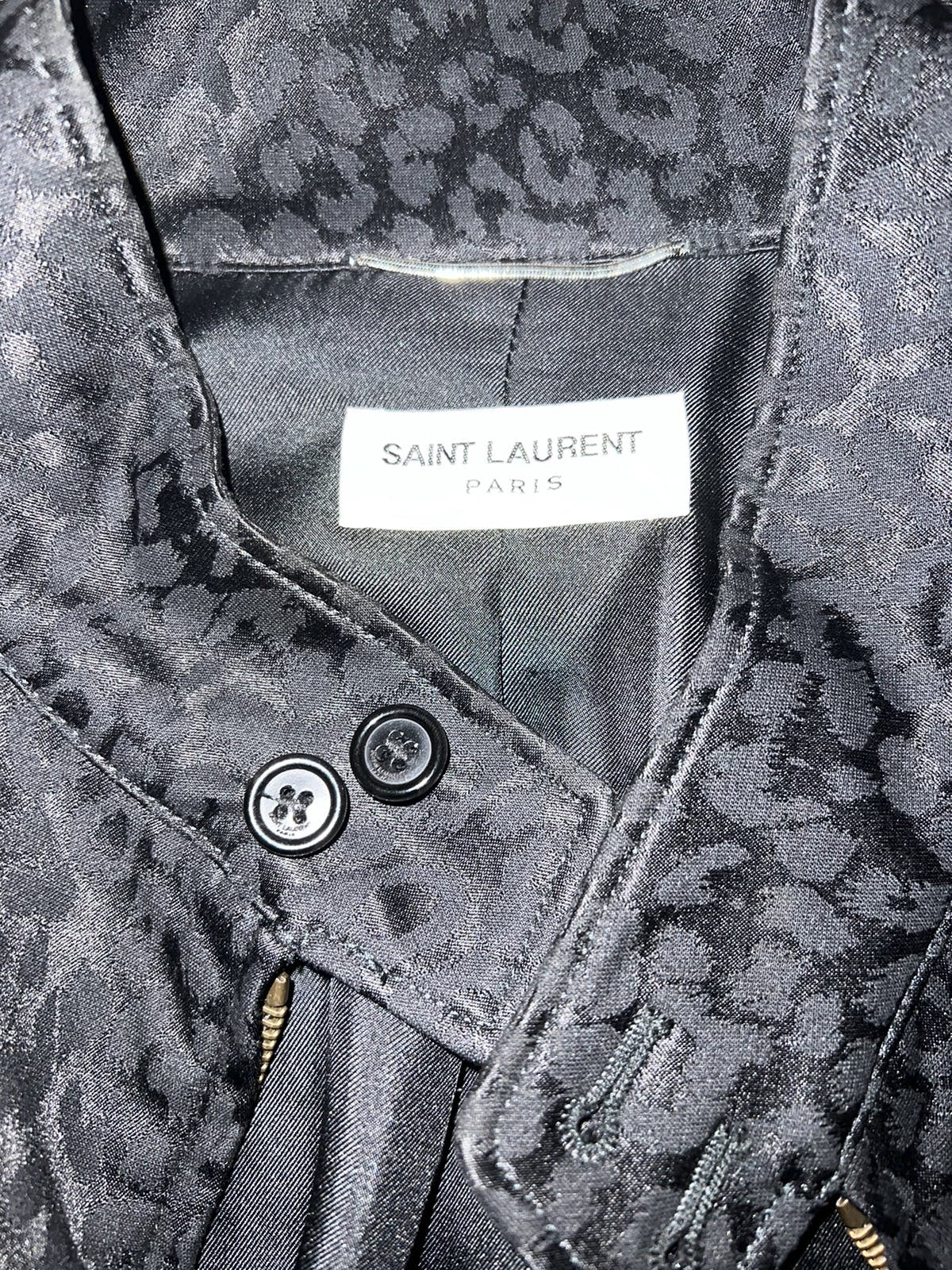 Saint Laurent Black Leopard Bomber