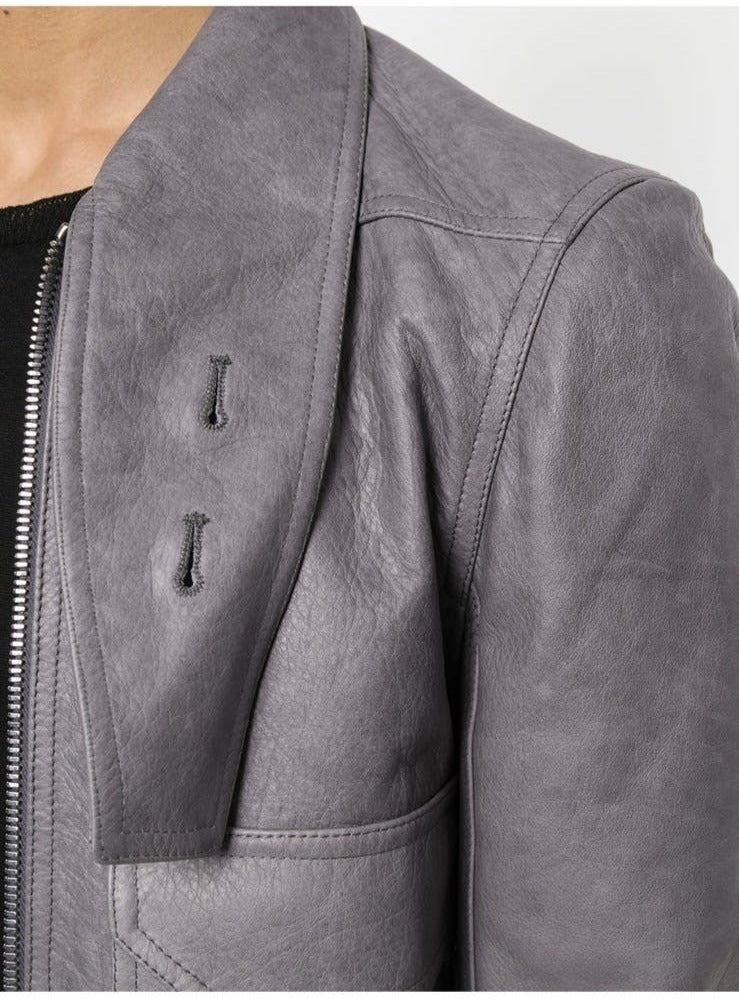 Rick Owens Oblong Collar Leather bomber jacket