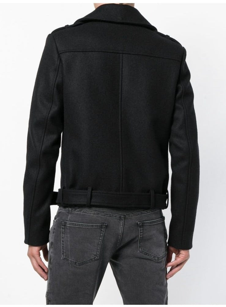 Balmain Double Breasted Biker Pea coat Blazer