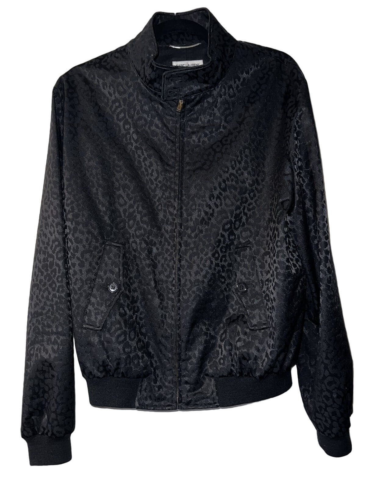 Saint Laurent Black Leopard Bomber