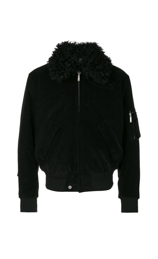 Saint Laurent Lamb Fur Trim Jacket