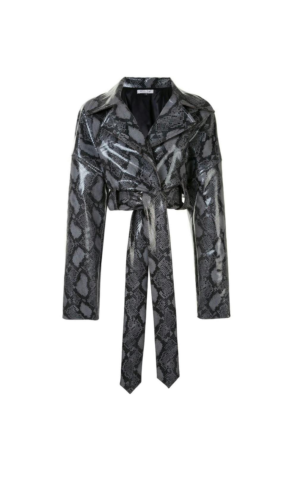 LaQuan Smith Teddy Bear Python-Print Jacket