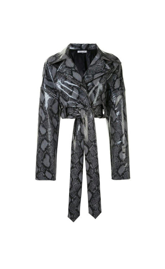 LaQuan Smith Teddy Bear Python-Print Jacket