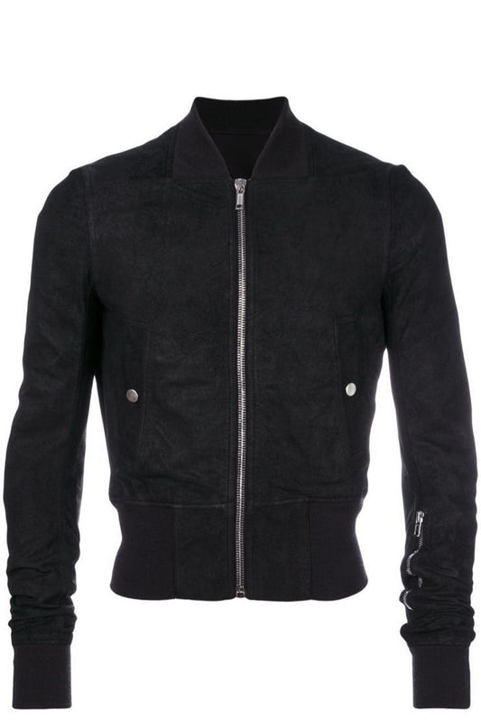Rick Owens Lambskin Fitted Bomber Jacket