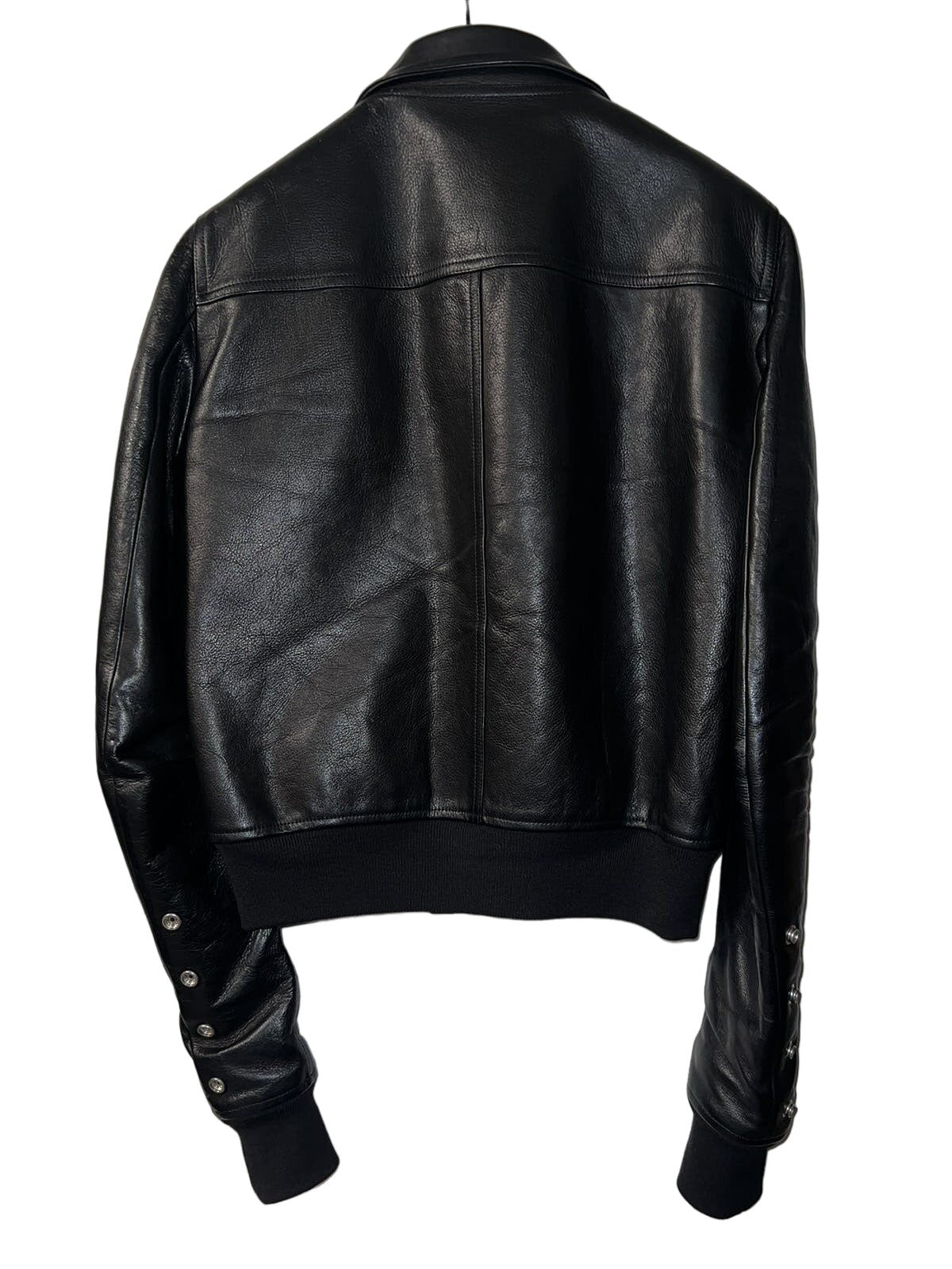 Rick Owens Calf Leather Oblong Collar Bomber Jacket