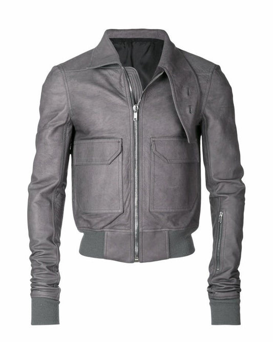 Rick Owens Oblong Collar Leather bomber jacket